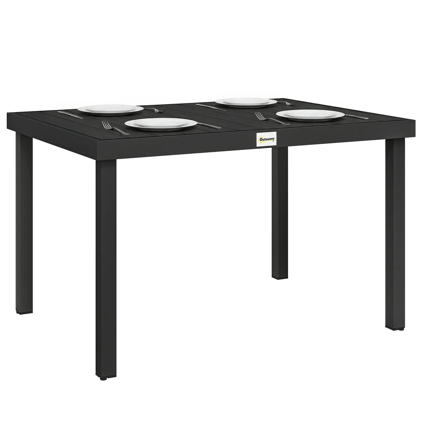 Aluminum Outdoor Dining Table for 6, 47.2" x 35.4" x 29.1", Black Patio Dining Tables at Gallery Canada