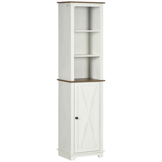 Bathroom Cabinet, Tall Storage Cabinet with Door and Adjustable Shelves, 15.6" x 11.8" x 63", White - Gallery Canada