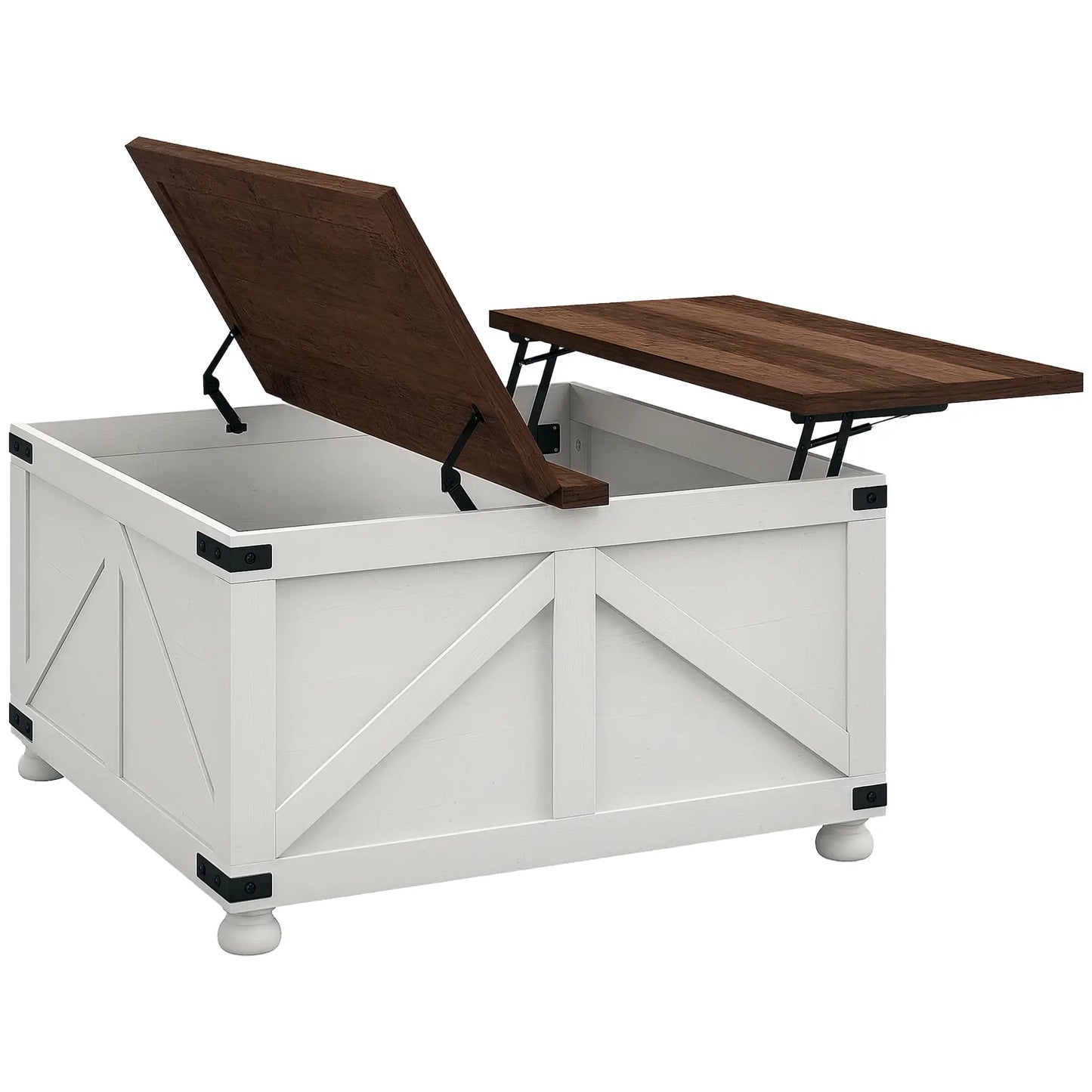 Lift Top Coffee Table, 32" Farmhouse with Hidden Compartment, Antique White, White Coffee Tables at Gallery Canada