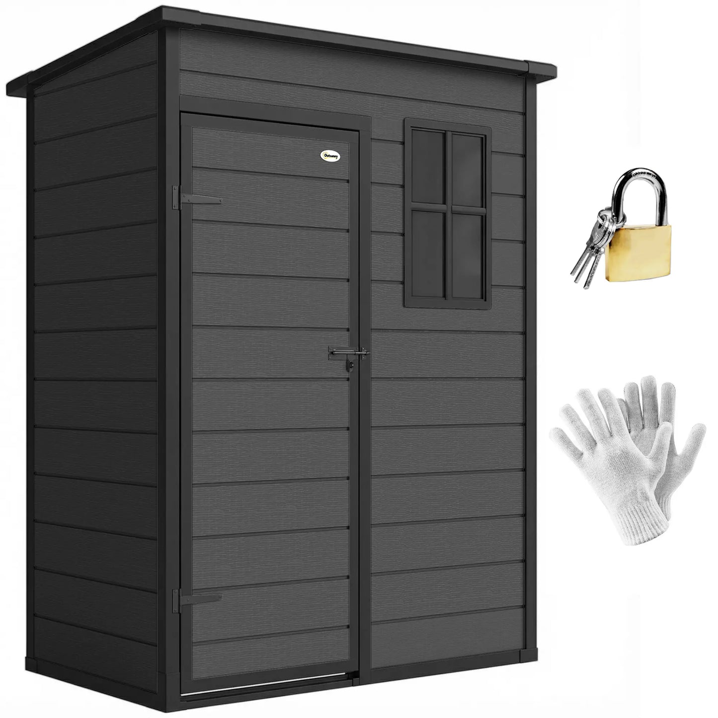 5 x 3FT Garden Shed With Floor, Lockable Door, Window, Vent, Dark Grey Sheds at Gallery Canada