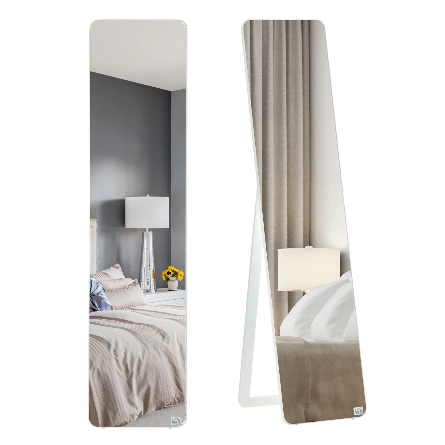 Full Length Mirror, Free Standing, Wood Frame, 15" x 61", White Full Length Mirrors at Gallery Canada
