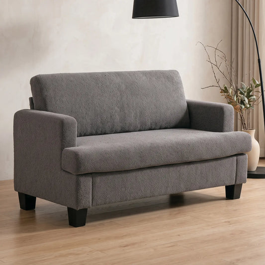 54.3" Loveseat Sofa, 2 Seater, Removable Cushions, Solid Wood Frame, Dark Grey 2-Seater Sofas Dark Grey at Gallery Canada