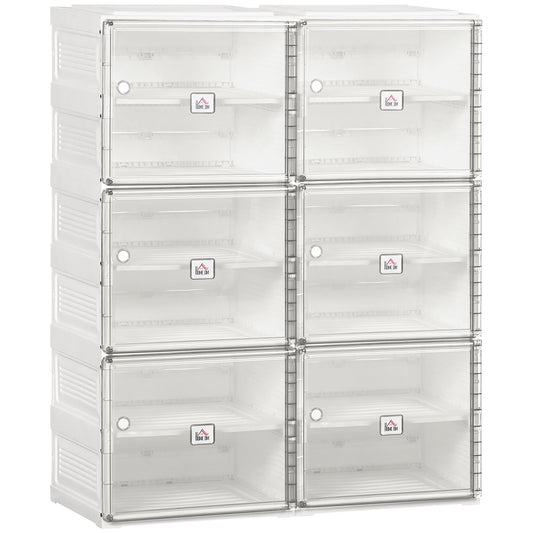 20-Pair Shoe Storage Box, Portable Shoe Cabinet, Folding Storage Organizer Modular Cabinet with Ten Compartments, Magnetic Doors, for Hallway, Entryway, White - Gallery Canada