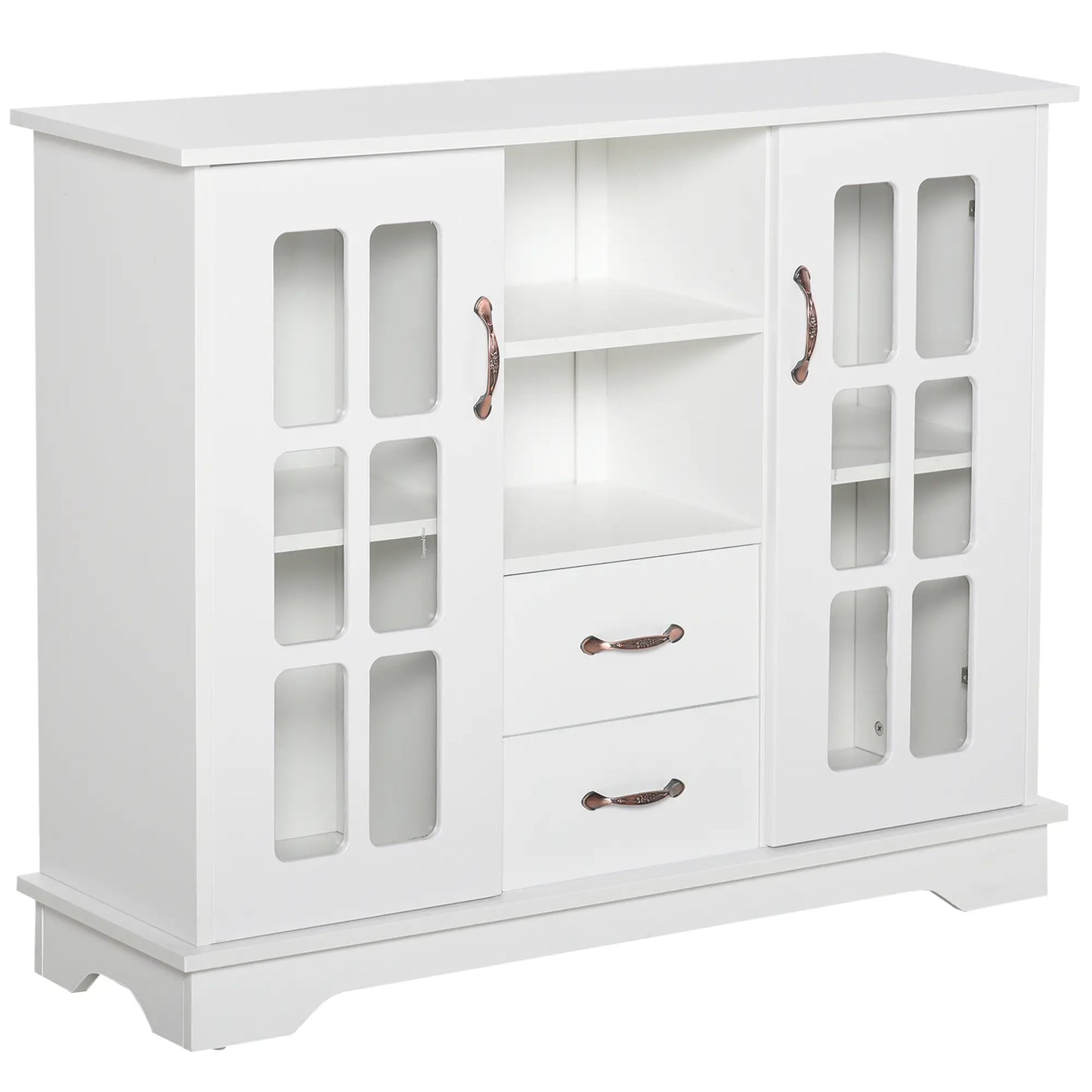 Modern Kitchen Sideboard, 2 Drawers, Coffee Bar Cabinet, Glass Doors, White Bar Cabinets at Gallery Canada