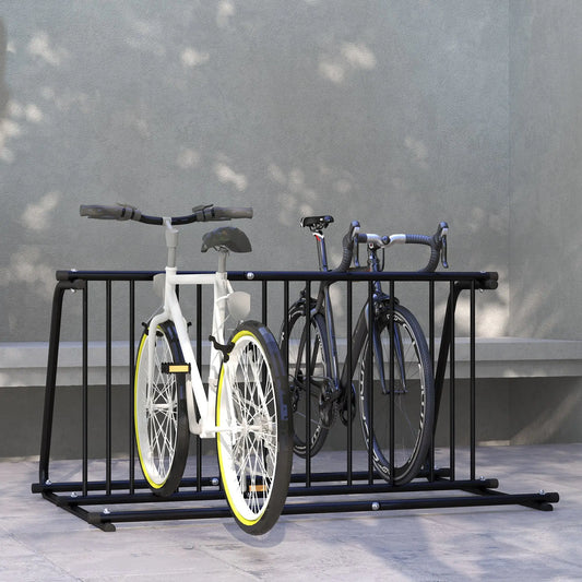 Steel Bike Rack, 61", 6-Bike Capacity, Dual-Side, for Garages Streets Bike Parking Stands Black at Gallery Canada