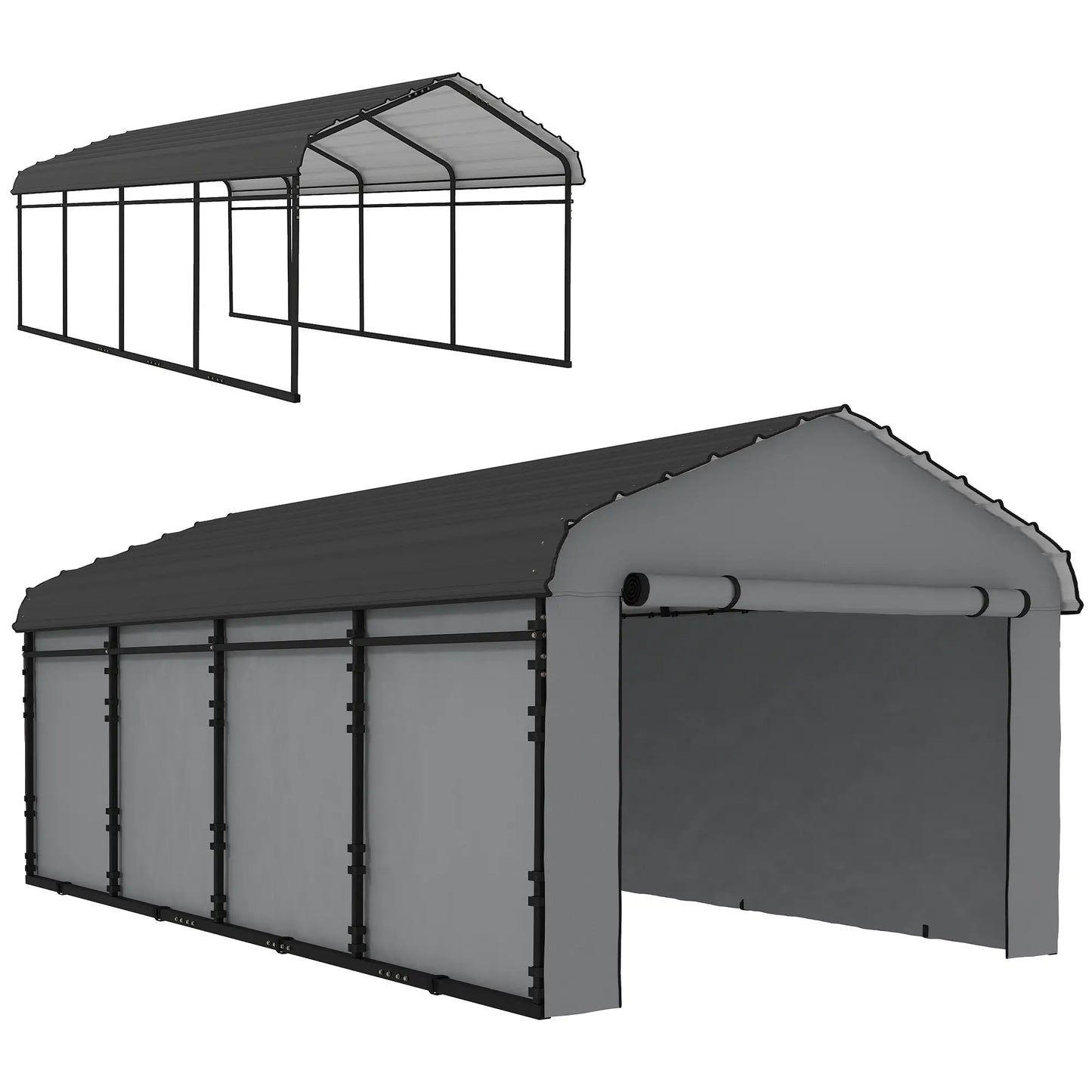 12' x 20' Metal Carport, Heavy Duty Garage Shelter, Light Grey Car Shelters at Gallery Canada