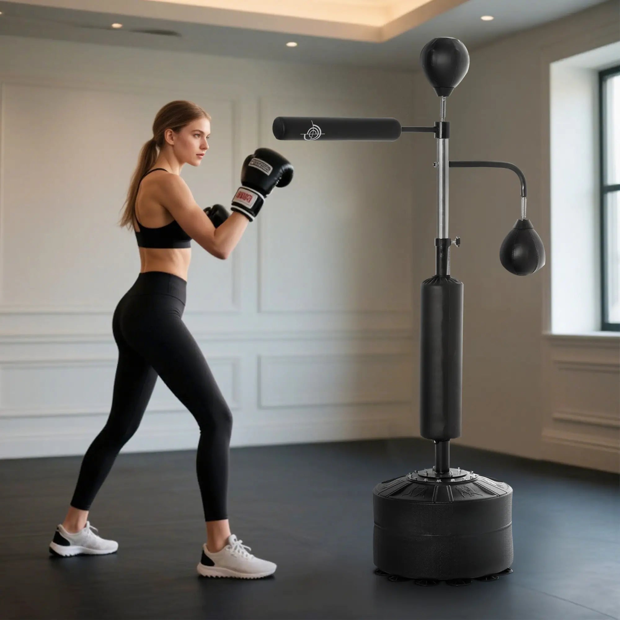 4-in-1 Free Standing Punching Bag, Adjustable Height, 2 Speed Balls, 360° Reflex Bar, Black Punching Bag Hangers at Gallery Canada