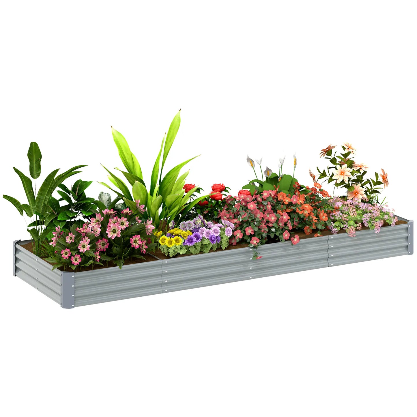 12 x 4 x 1ft Galvanized Raised Garden Bed, Outdoor Planter Box, Silver Raised Garden Beds at Gallery Canada