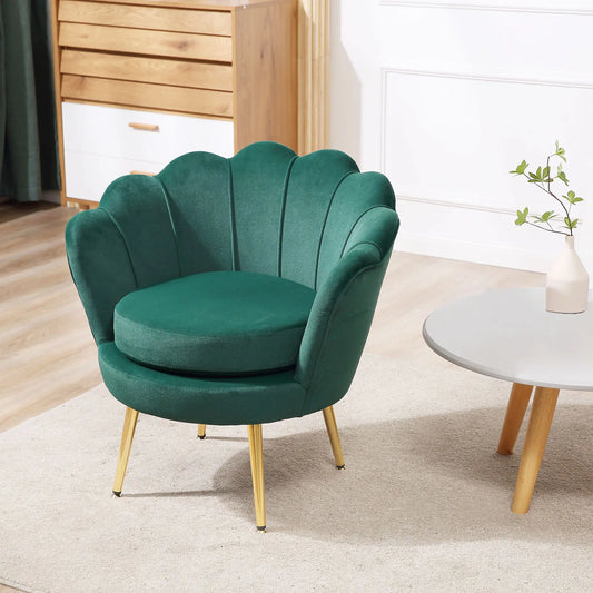 Modern Velvet Accent Chair, Gold Metal Legs, Dark Green Accent Chairs Dark Green, Gold at Gallery Canada