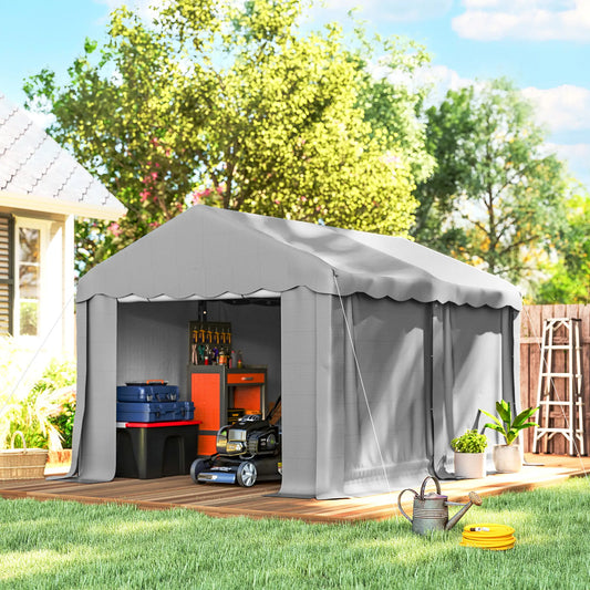 Portable Shed, 13' x 10', Roll-up Zipper Door, Removable Sidewalls, Light Grey Portable Shed Light Grey at Gallery Canada