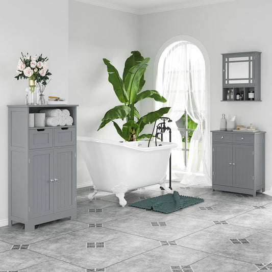 Wall Mount Bathroom Cabinet with Mirror Door, 3 Shelf Organizer, Grey Mirror Medicine Cabinets Grey at Gallery Canada