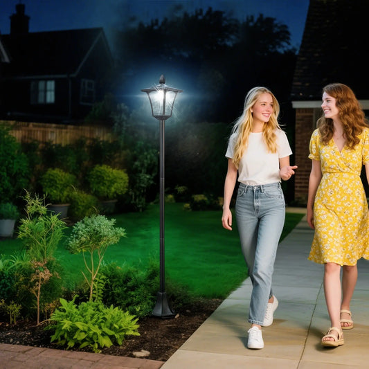 Solar LED Streetlight, 40 Lumens, Waterproof, 63"H, Black Solar Post Lamps Black at Gallery Canada