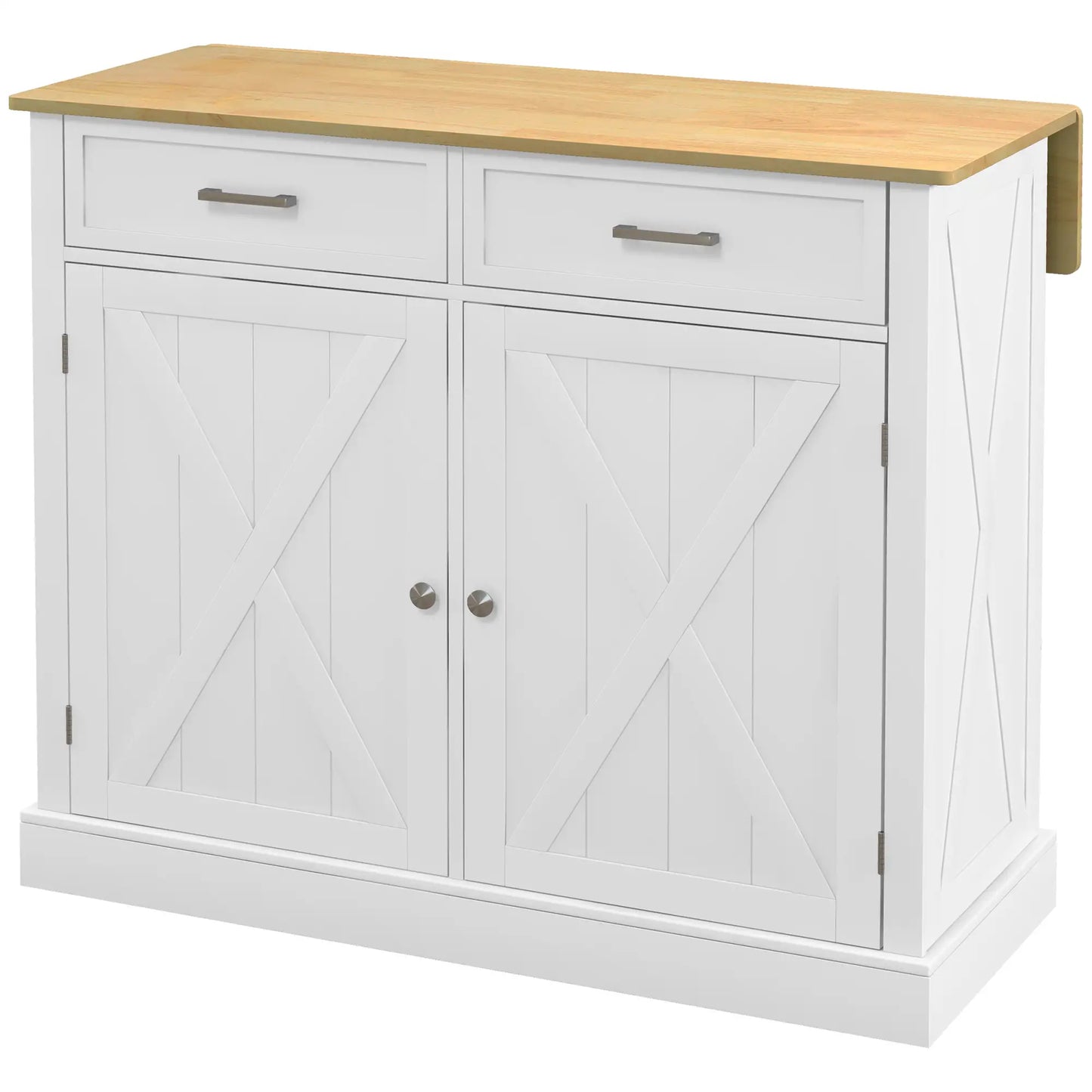 Rolling Kitchen Island, Drop Leaf, 2 Drawers, Adjustable Shelves, White Kitchen Islands & Kitchen Carts at Gallery Canada
