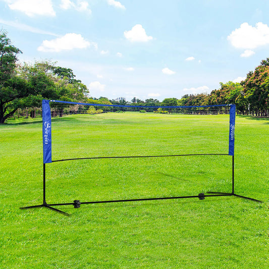 10ft Badminton Net, Height Adjustable, with Carry Bag, Blue