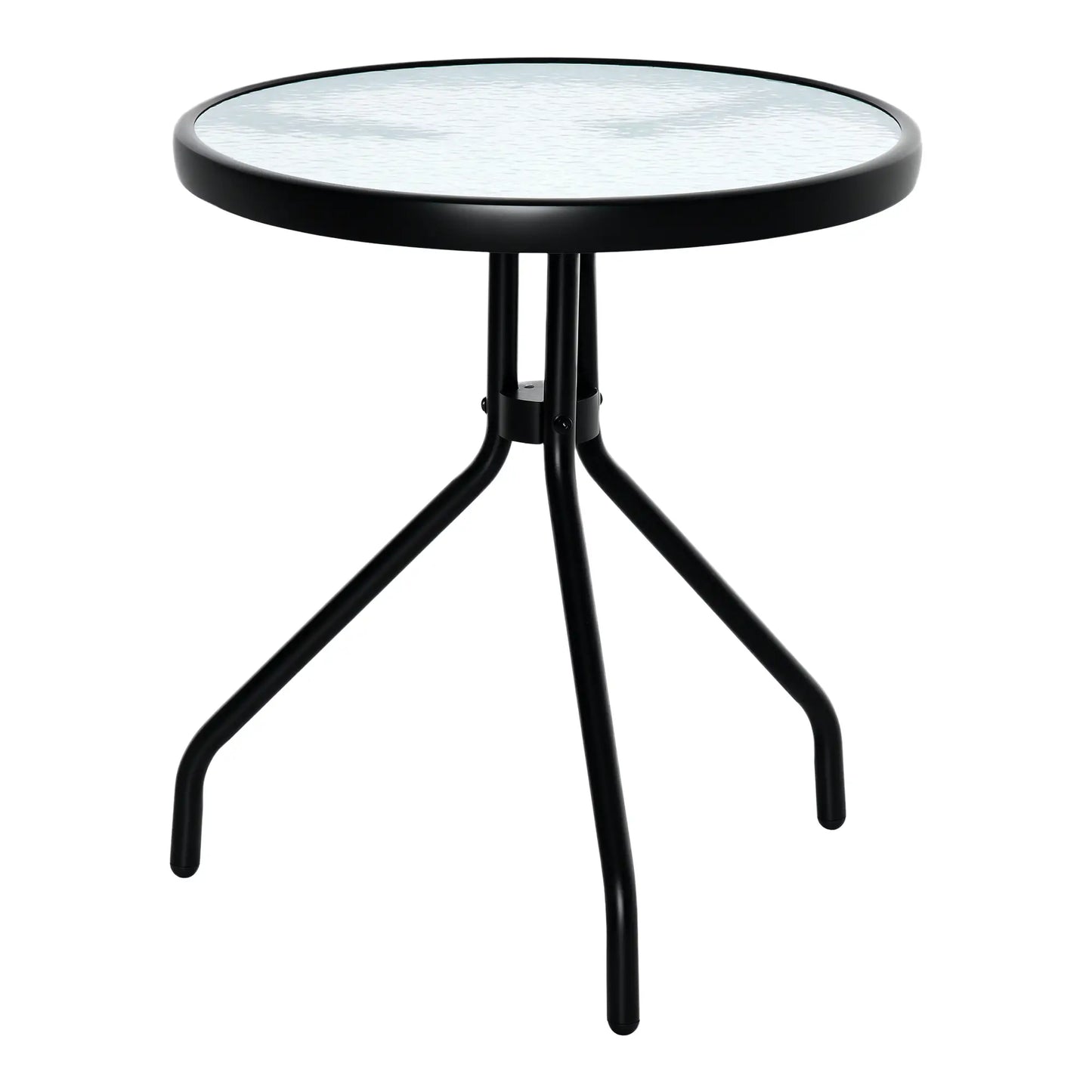 20" Round Outdoor End Table, Tempered Glass Top, Black Patio Side Tables at Gallery Canada