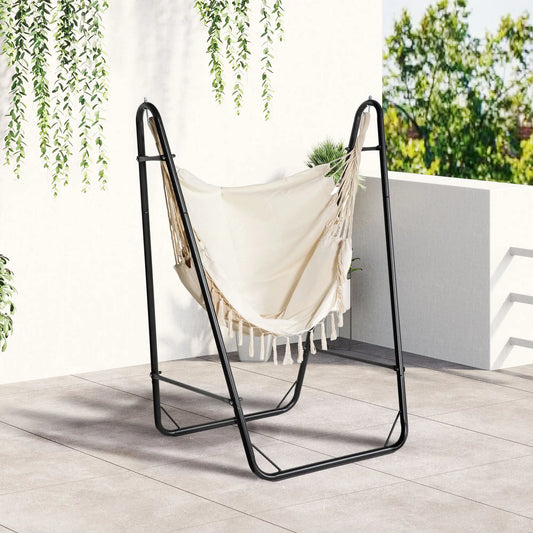 Hammock Chair With U Shape Stand, Side Pocket, Cream White Hammock Swings Black, Cream White at Gallery Canada