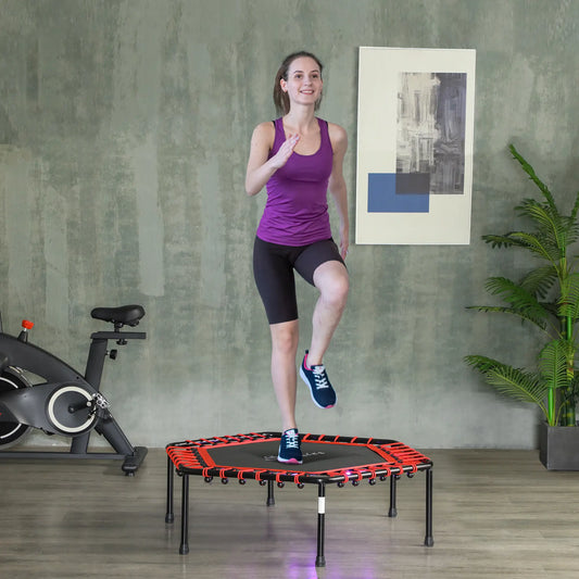 45" Rebounder Trampoline, Bungee Silencieux avec Lumières LED, Rouge
