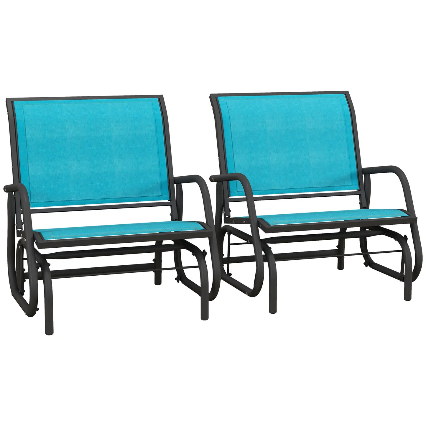 Outdoor Patio Glider Set, 2 Chairs, Breathable Mesh Seat, Blue Outdoor Gliders at Gallery Canada