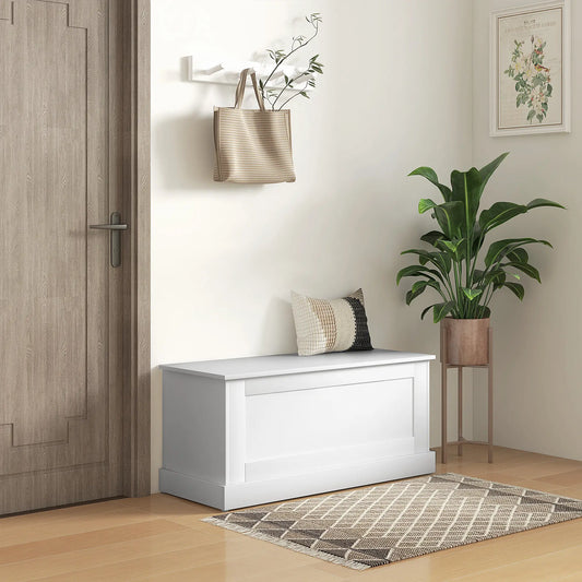39.4 Inches Storage Chest, Wooden Box, Wood Grain, White Storage Cabinets White Wood Grain at Gallery Canada