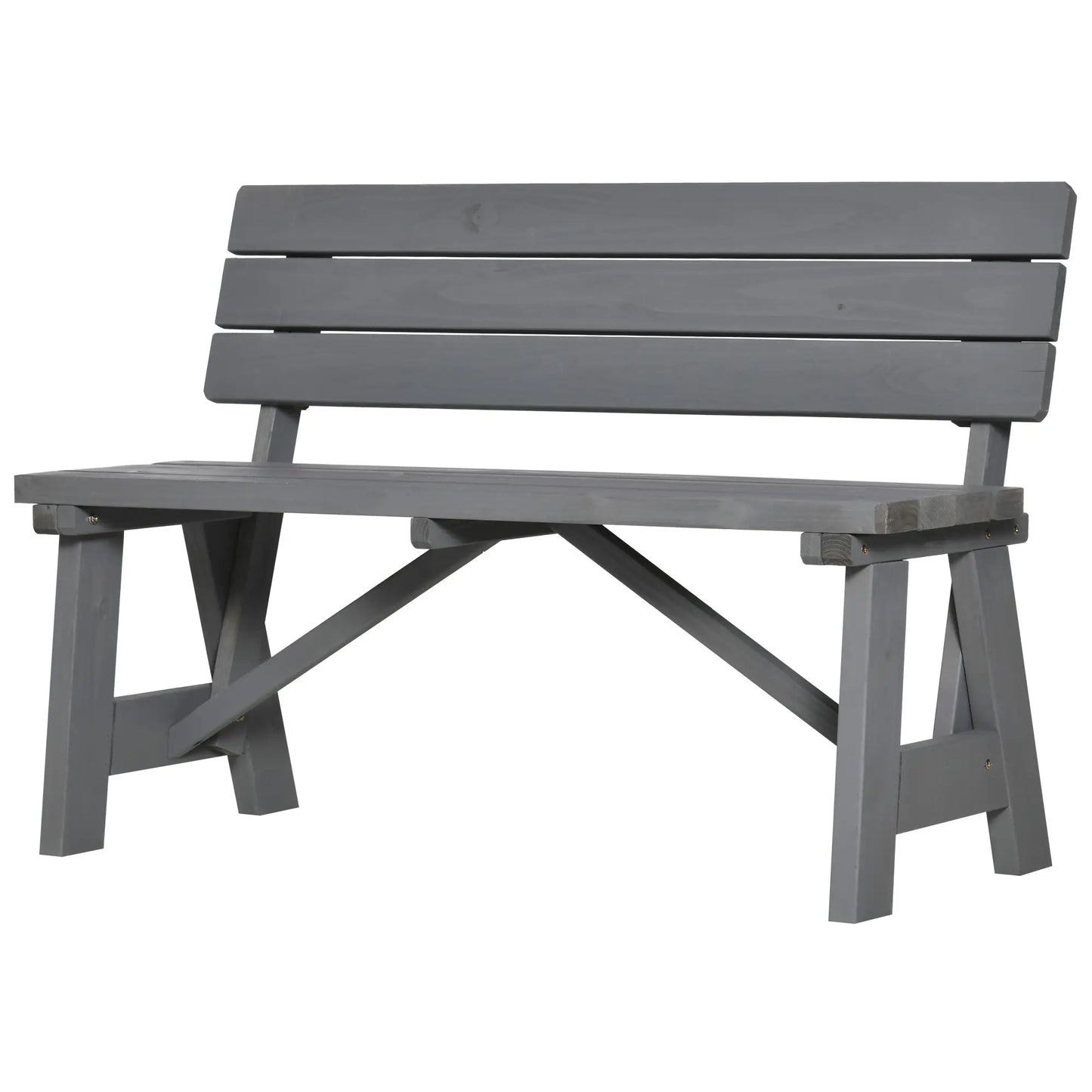 Wooden Garden Bench, Outdoor 2-Person Patio Loveseat, Grey Outdoor Benches at Gallery Canada