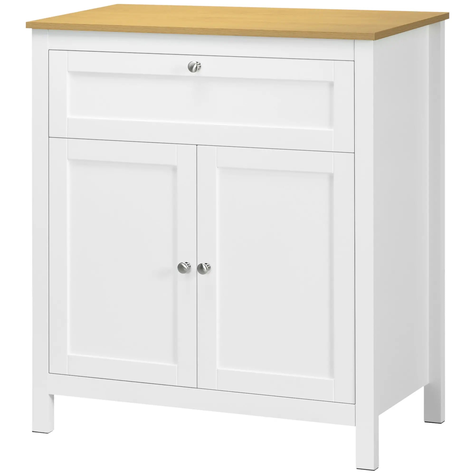 White Sideboard Cabinet, Buffet Table with Drawer, Double Door Cupboard, Adjustable Shelf, White Bar Cabinets at Gallery Canada