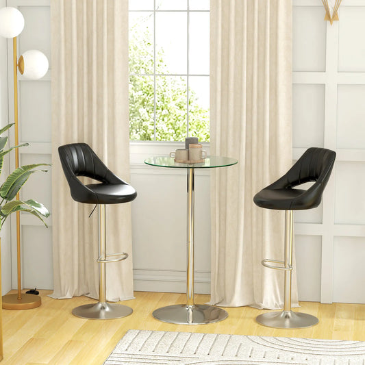 Round High Top Bar Table, Tempered Glass Top, Steel Base, Clear Bar Tables & Dining Tables Clear at Gallery Canada