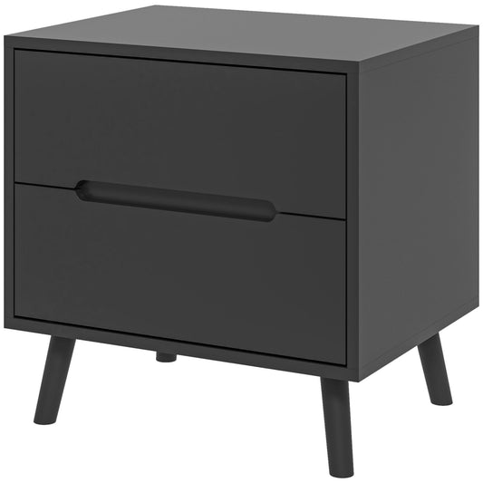 Modern Nightstand, Night Table with 2 Drawers, Bed End Table with Solid Wood Legs for Bedroom