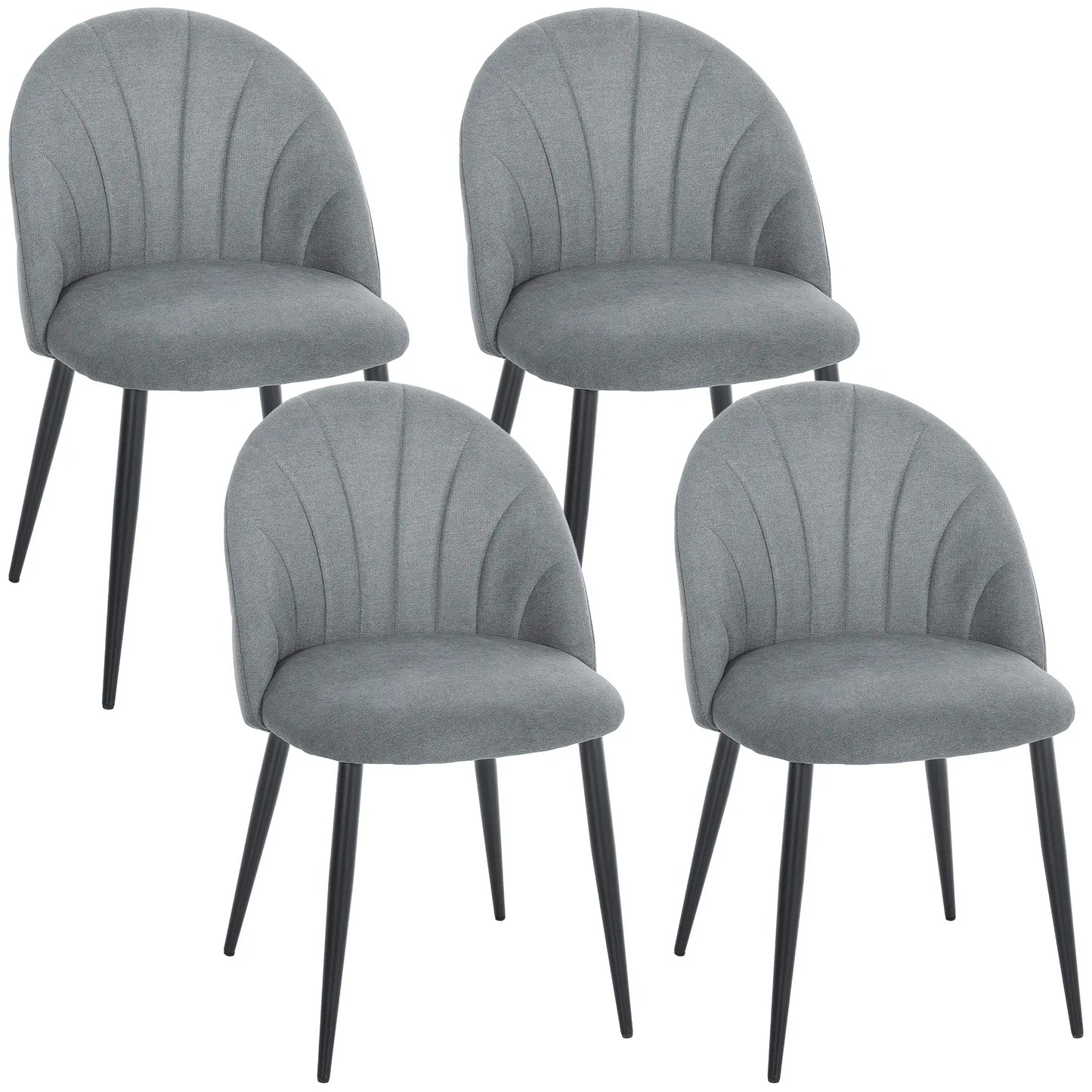 Modern Dining Chairs Set of 4, Upholstered, Metal Legs, Shell Backrest, Grey Dining Chairs at Gallery Canada
