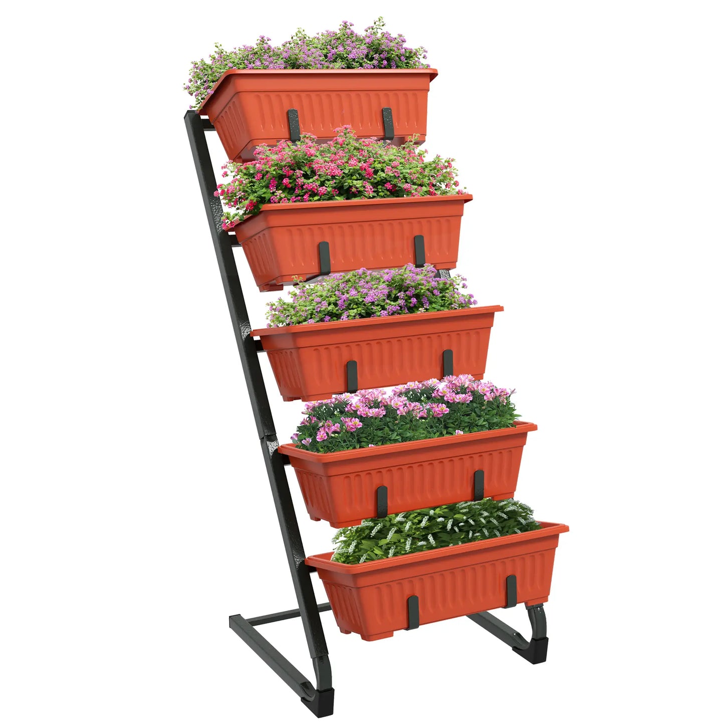 5-Tier Vertical Garden Planter, 5 Container Boxes, Outdoor Plant Stand, Red Plant Stands at Gallery Canada
