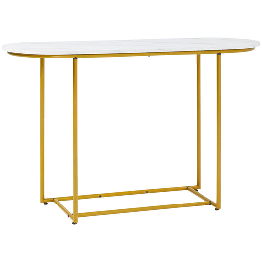 47" Console Table, Modern Sofa Table with Gold Steel Legs for Entryway, Living Room and Bedroom, White and Gold - Gallery Canada