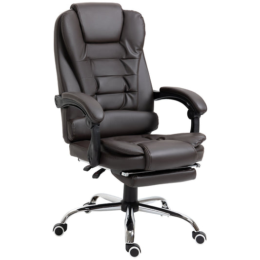 High Back Office Chair PU Leather Executive Office Chair with Retractable Footrest Padded Armrest Coffee at Gallery Canada