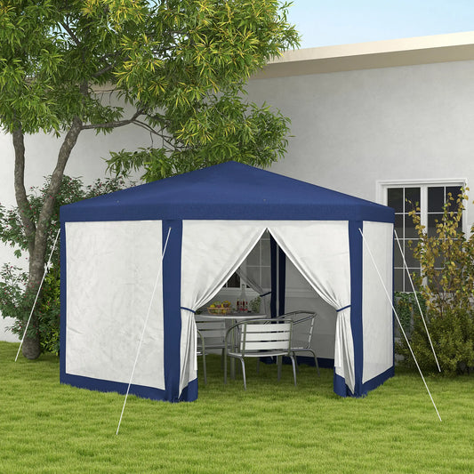 Hexagon Party Tent, Patio Gazebo with Netting, Blue Canopy Tents Blue at Gallery Canada