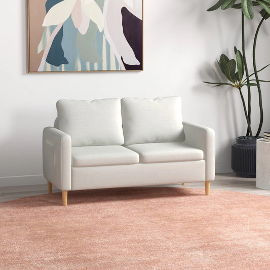 56" 2 Seat Sofa, Modern Love Seat, Upholstered Couch, White 2-Seater Sofas Cream at Gallery Canada