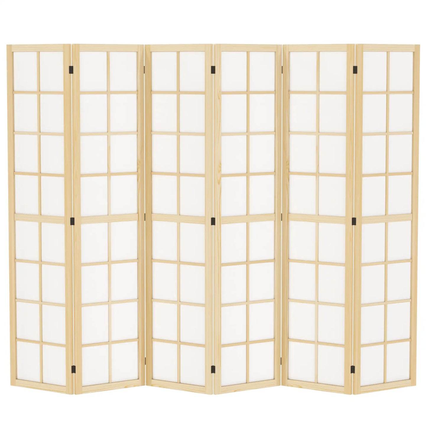 6 Panel Room Divider, 5.6 ft, Natural Wood, Folding Wall Partition Room Dividers at Gallery Canada