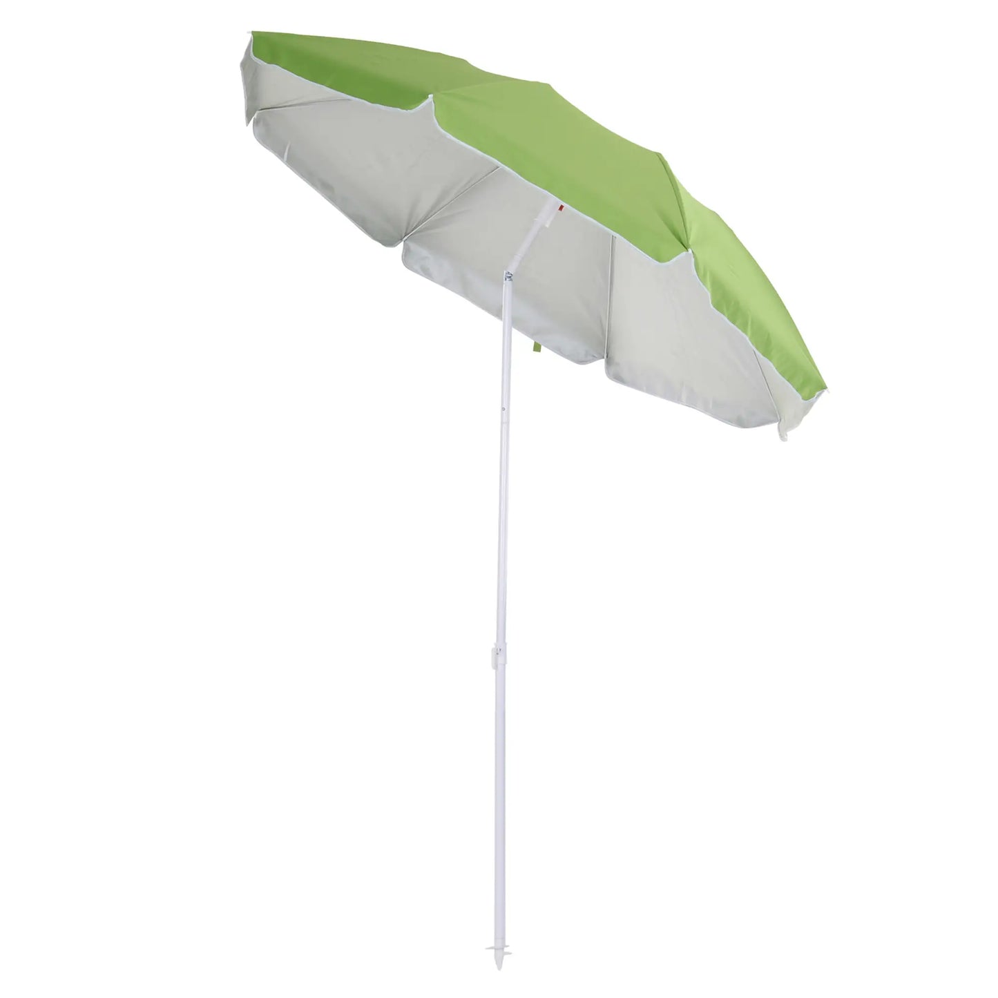 6.7ft Beach Umbrella, Push Button Tilt, Carry Bag, 8 Ribs, Green Beach Umbrellas at Gallery Canada