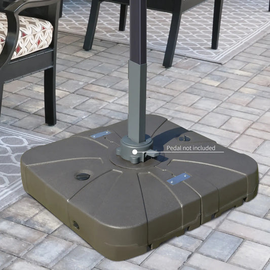 Square Cantilever Umbrella Base, Water or Sand Filled, Wheels, Heavy-Duty Stand Umbrella Bases Coffee Brown at Gallery Canada
