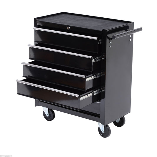 5 Drawer Roller Tool Chest, Mobile Lockable Toolbox, Storage Organizer with Handle for Workshop Mechanics Garage, Black - Gallery Canada