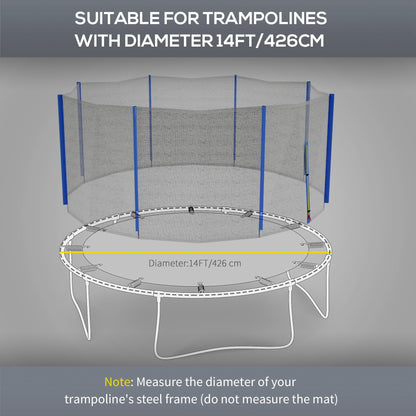 Trampoline Net Enclosure for 14ft Round Trampoline with 8 Straight Poles, Weather-Resistant Trampoline Netting Replacement with Zippered Entrance, Poles Not Included at Gallery Canada