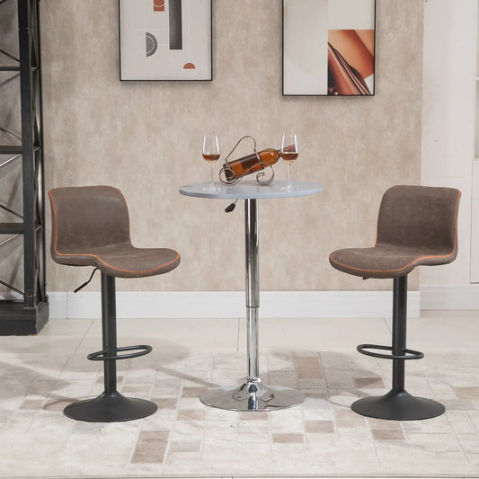 Swivel Bar Stools Set of 2, Adjustable Height, PU Leather, Brown Bar Stools Brown at Gallery Canada