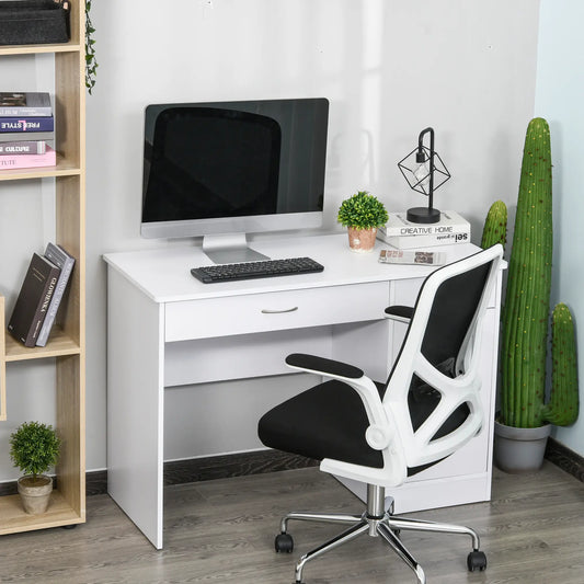 Computer Desk with Storage Drawers, Study Writing Table, White Writing Desks White at Gallery Canada