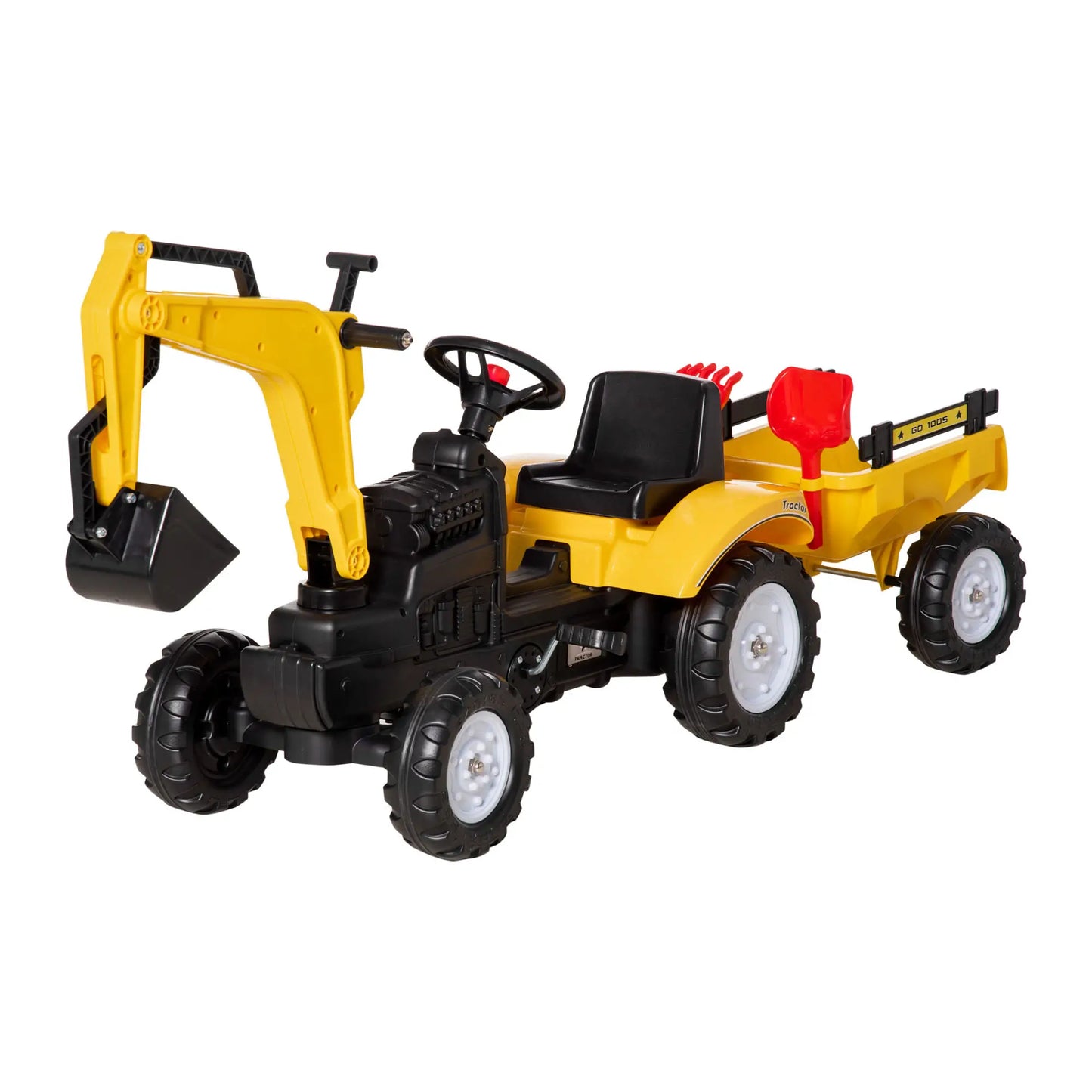 Kids Ride On Tractor, Pedal Construction Car With Trailer, 3 Year Old, Yellow Toy Excavators at Gallery Canada