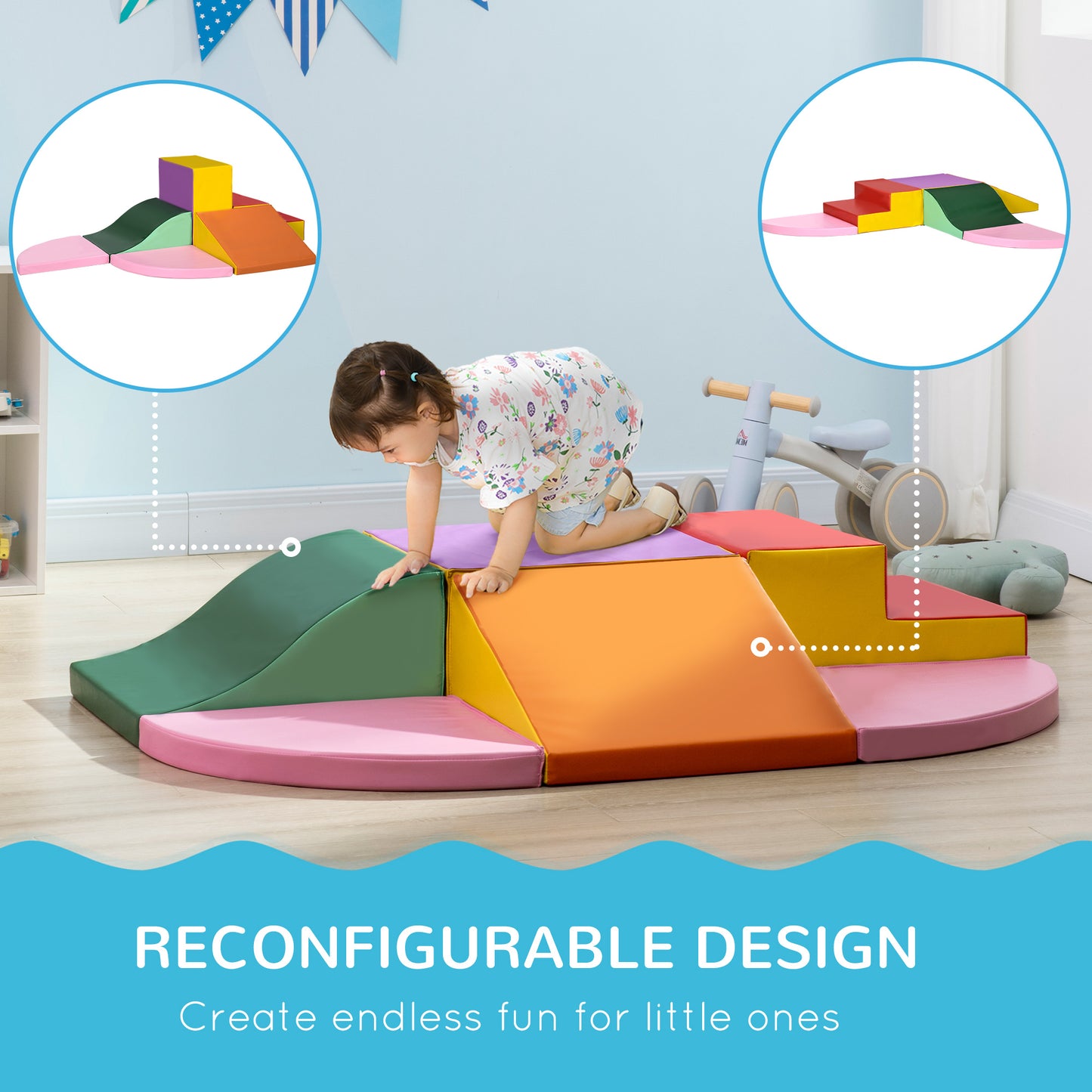 6-Piece Soft Play for 12-36 Months Toddlers to Climb, Crawl, Slide, Multicoloured at Gallery Canada