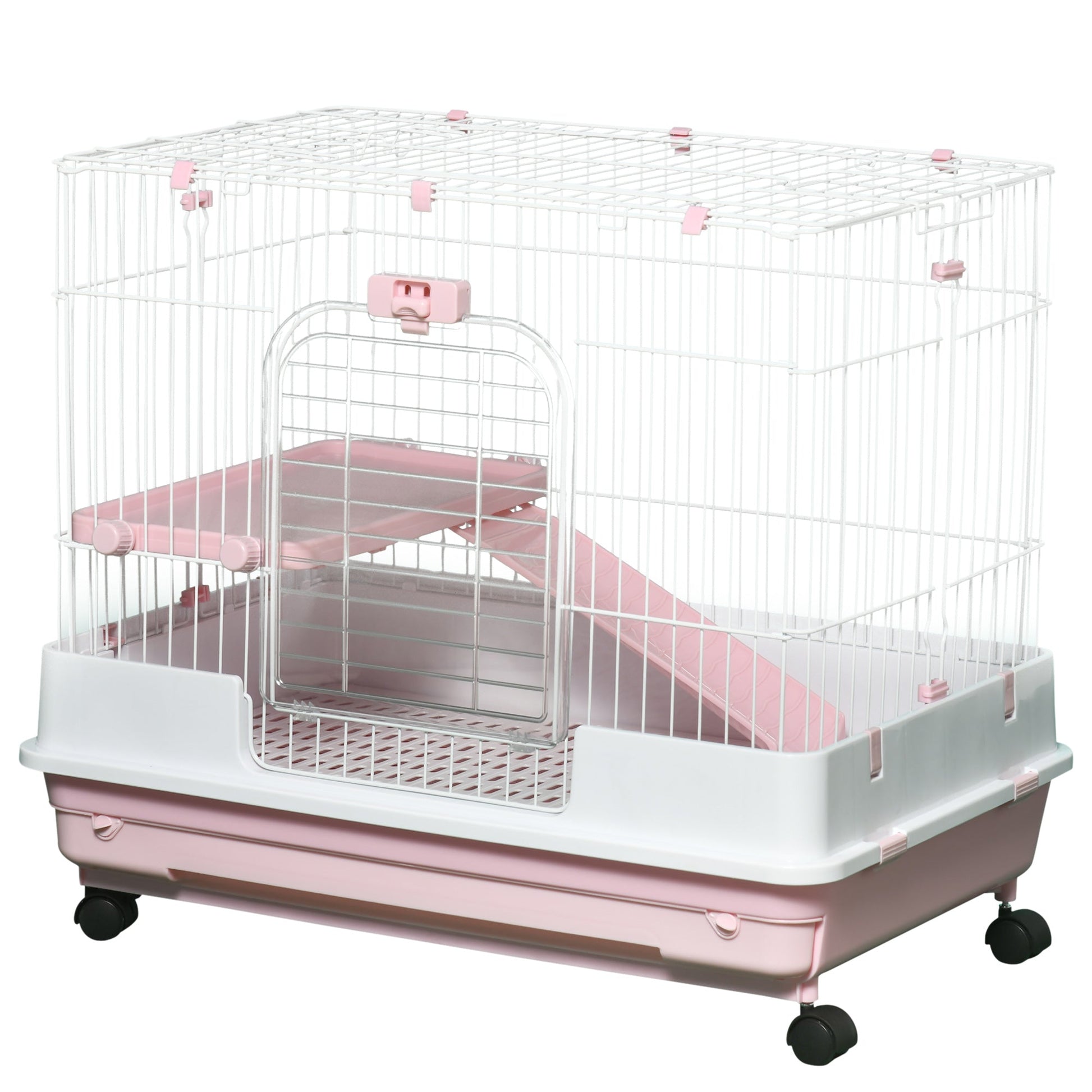 32"L 2-Level Small Animal Cage with Universal Lockable Wheels, Pink at Gallery Canada