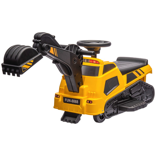 6V Electric Ride on Tractor, 3 in 1 Electric Ride on Excavator, Bulldozer, Road Roller, Battery Powered Pretend Play Construction, for 18-48 Months - Yellow - Gallery Canada