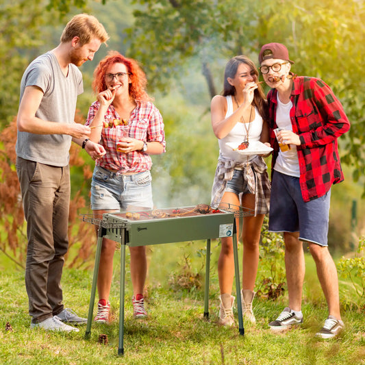 Portable Charcoal Grill With Side Baskets, Dark Green Charcoal BBQ Grils Dark Green at Gallery Canada