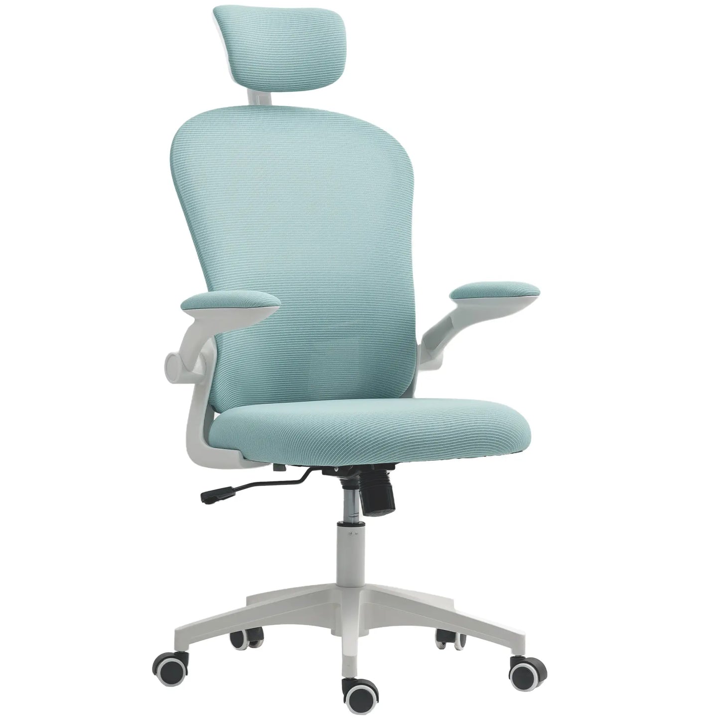 Mesh Office Chair, Adjustable Headrest, 4D Lumbar Support, Flip-Up Arm, Light Green Task Chairs at Gallery Canada