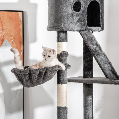 94"-102" Floor to Ceiling Cat Tree High Cat Condo Scratching Post Activity Center Multi-Level Play House Dark Grey at Gallery Canada