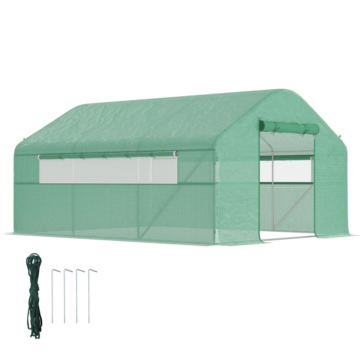 Walk-in Tunnel Greenhouse, Galvanized Steel Frame, 13' x 10' x 6.5', Green