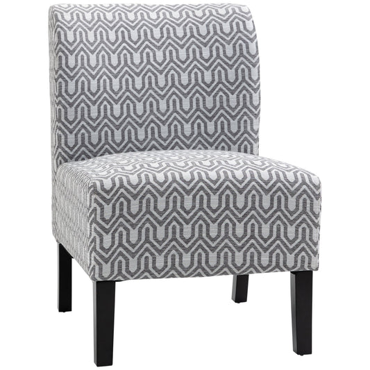 Armless Accent Chair for Bedroom, Upholstered Slipper Side Chair for Living Room with Wood Legs, Grey - Gallery Canada
