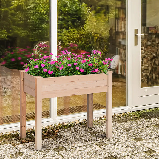 34"x18"x30" Wooden Raised Garden Bed, Elevated Planter Box with Legs, Natural Elevated Garden Beds Natural at Gallery Canada